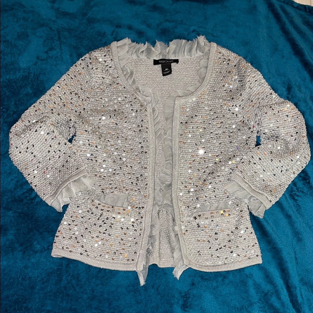 Silver Sequin Cardigan